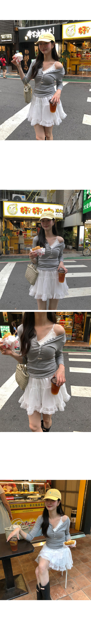(4 colors) [Built-in cap] Lace sleeveless top