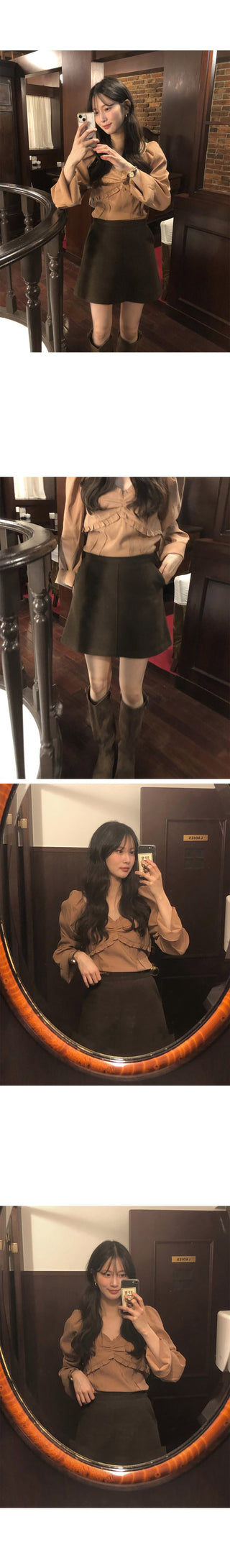 (2 colors) Wool Mini Skirt