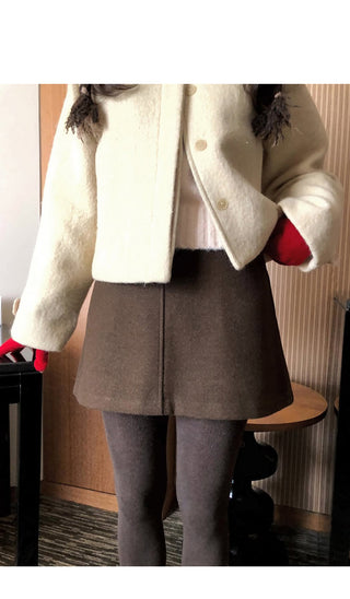 (2 colors) Wool Mini Skirt