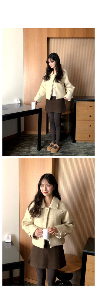 (2 colors) Wool Mini Skirt