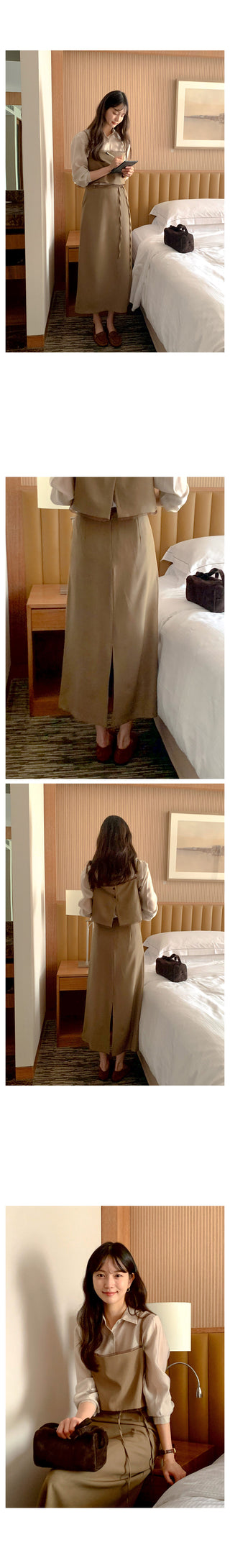 (2 colors) Strap Long Skirt
