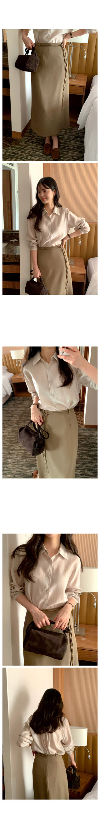 (2 colors) Strap Long Skirt