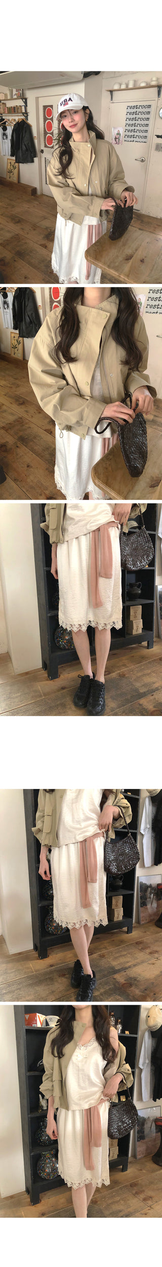 (2 colors) Lace satin skirt