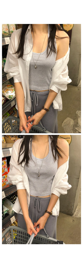 Striped halter camisole