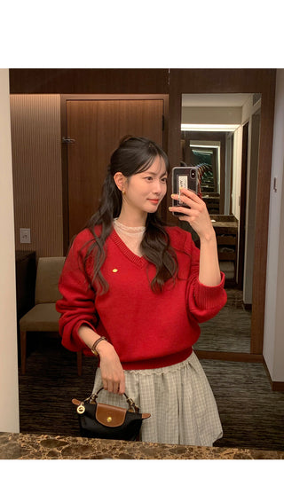 Balloon check pattern skirt