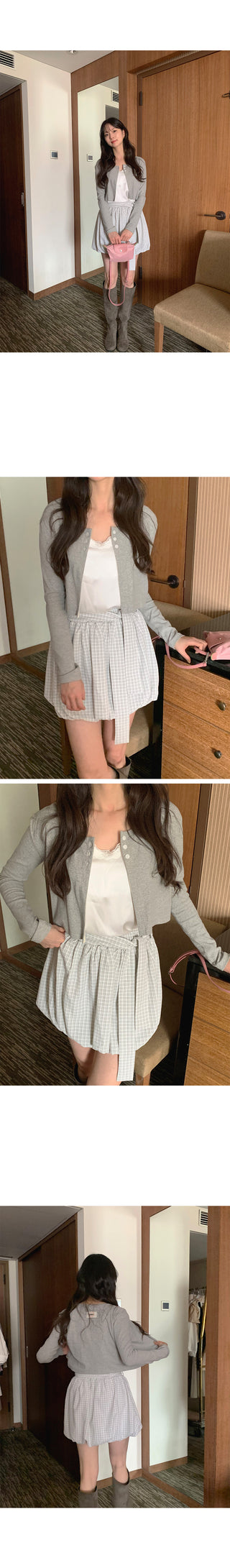 Balloon check pattern skirt