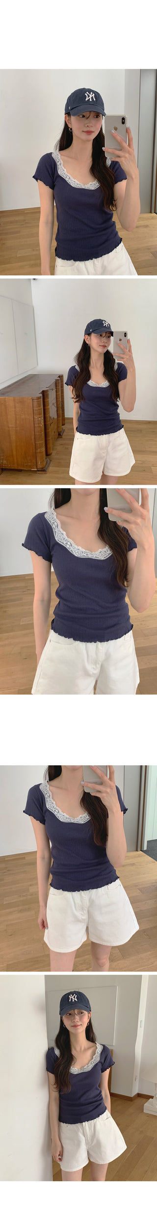 [3 colors] See-through V-neck waist string ruffle hem bustier sleeveless blouse