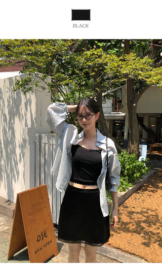 [4 colors] Square neck puff sleeve blouse