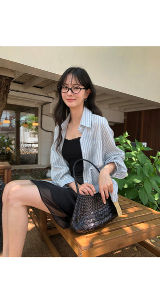 [4 colors] Square neck puff sleeve blouse