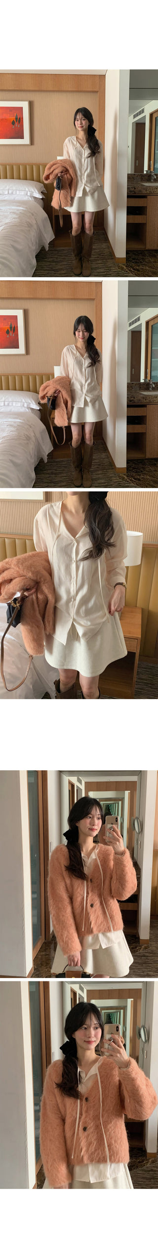 (3 colors) Bow tie blouse
