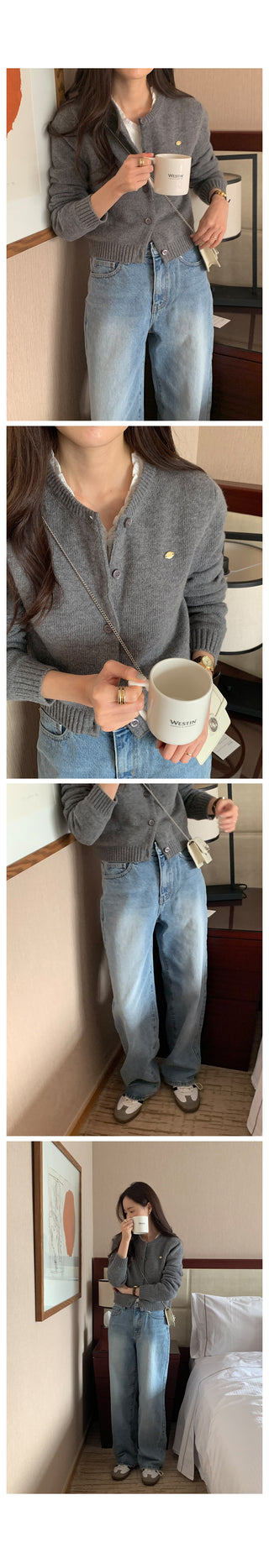 Washed wide denim pants