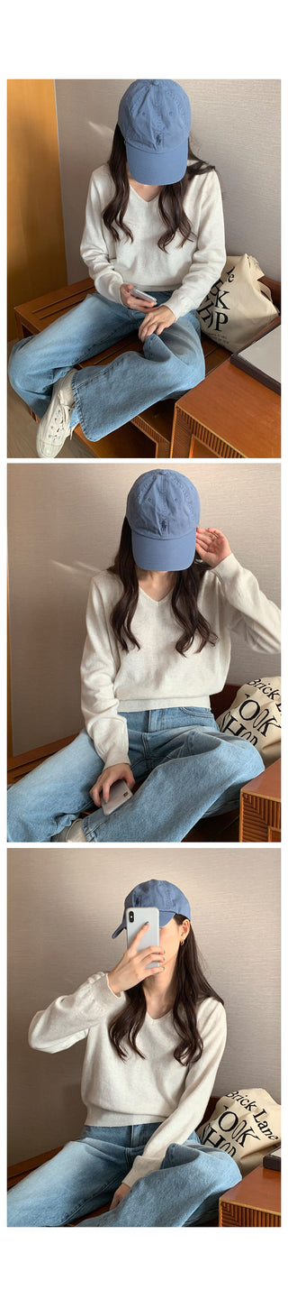 Washed wide denim pants
