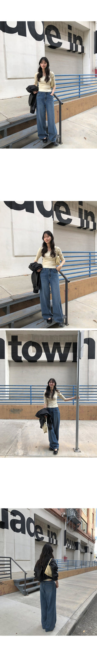 (2 colors) Wide Denim Pants