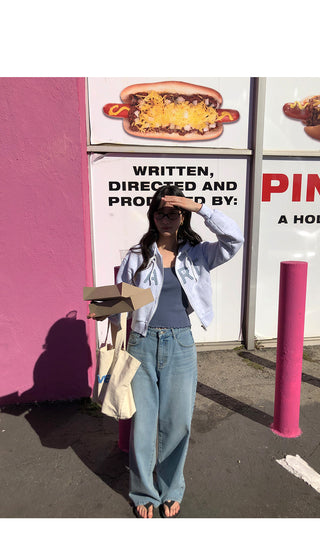 (2 colors) Wide Denim Pants