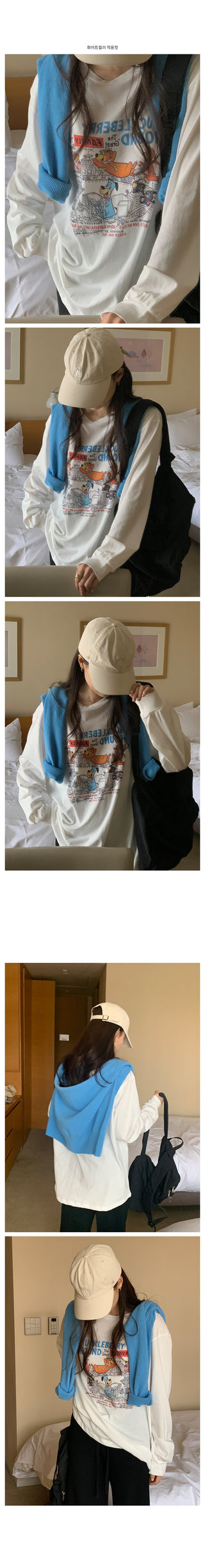 Loose-fit printed long-sleeve T-shirt (3 colors)