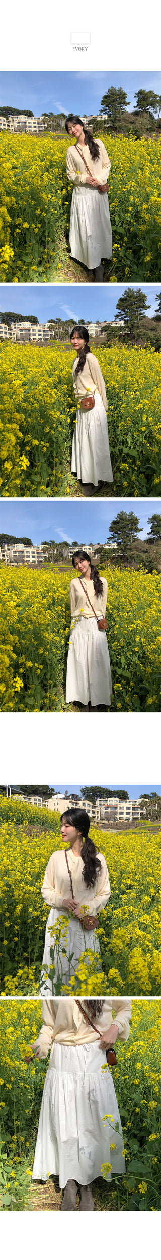 Elastic waist long skirt