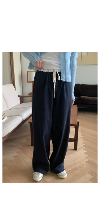 (3 colors) Two-tone wide-leg pants