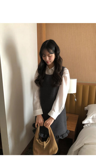(3 colors) Frill Bustier Dress