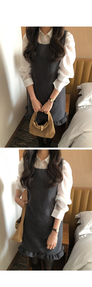(3 colors) Frill Bustier Dress