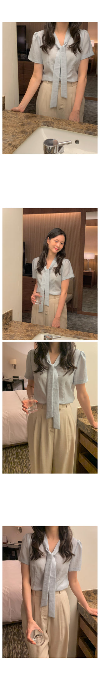 Linen tie blouse