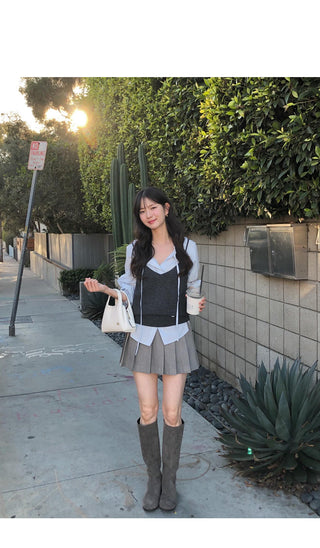 (2 colors) Pleated Mini Skirt