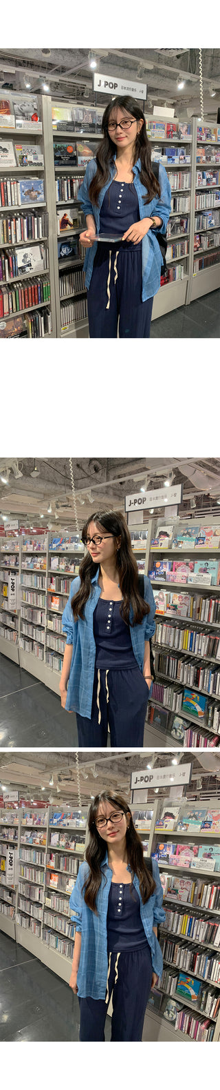 [4 colors] Two-button sleeveless shirt