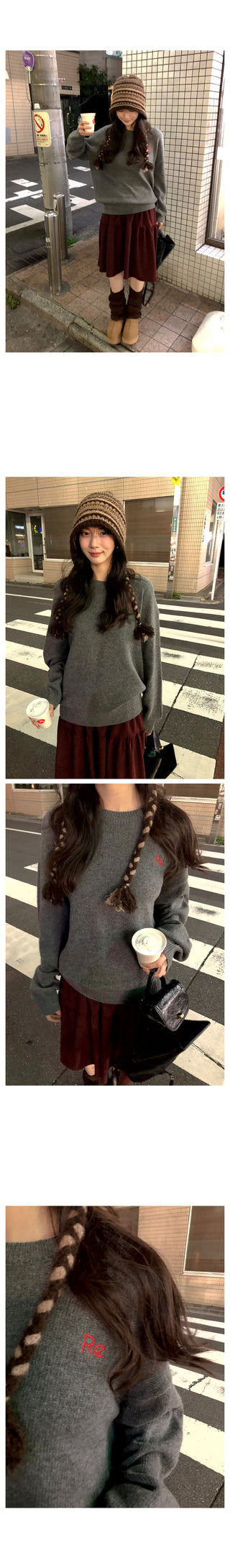 (2 colors) Loose-fit wool check shirt