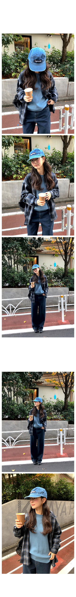 (2 colors) Loose-fit wool check shirt