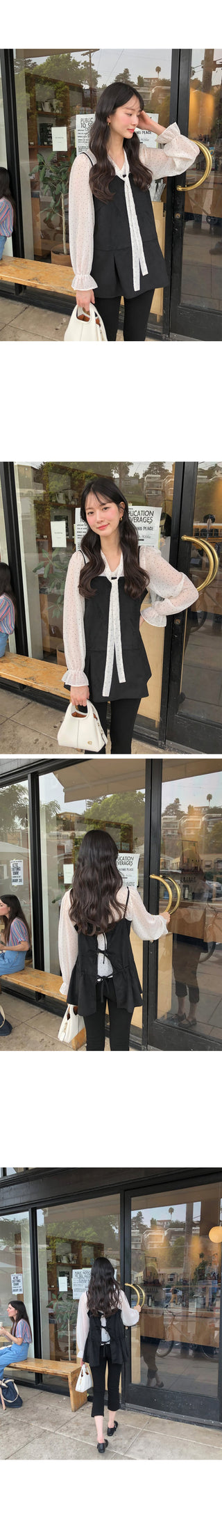 Polka dot tie blouse