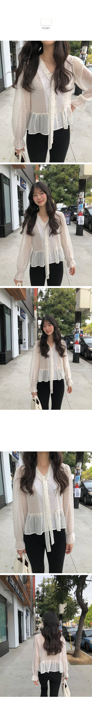 Polka dot tie blouse