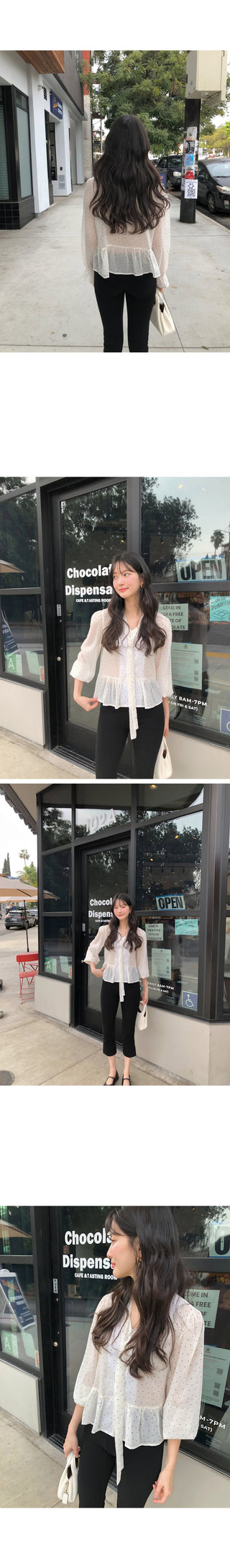Polka dot tie blouse