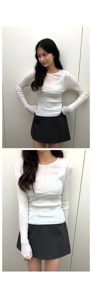 (3 colors) Layered T-shirt