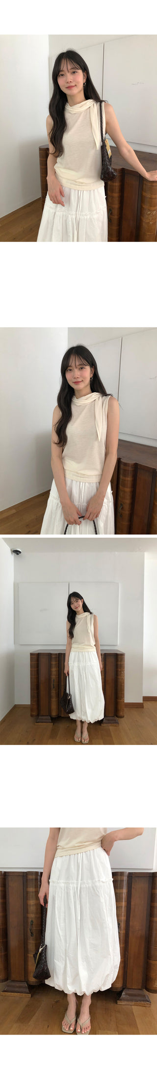 [3 colors] Satin Frill Blouse