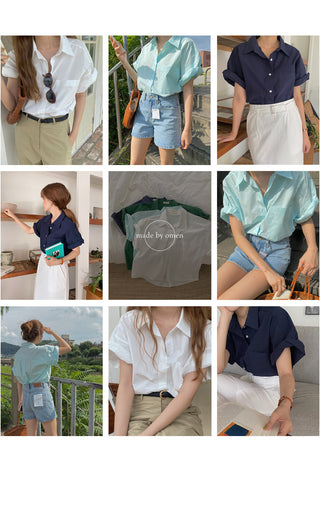 [MADE] semi crop boy fit short sleeved shirt 3color!