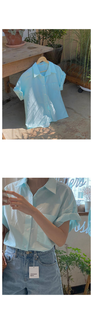 [MADE] semi crop boy fit short sleeved shirt 3color!