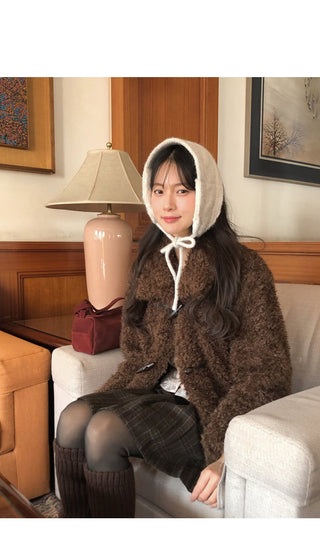 (3 colors) Toggle Button Fur Jacket