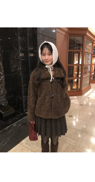 (3 colors) Toggle Button Fur Jacket