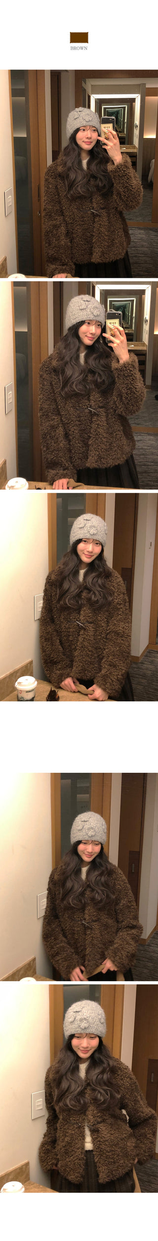 (3 colors) Toggle Button Fur Jacket