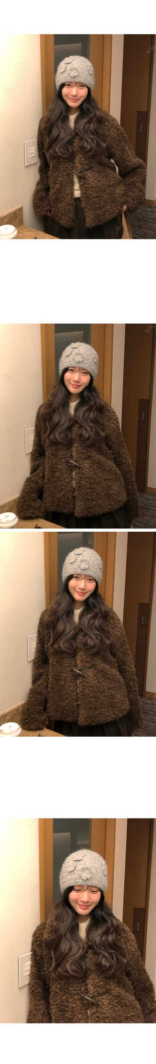 (3 colors) Toggle Button Fur Jacket