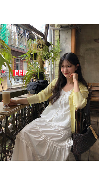 [6 colors] V-neck cardigan