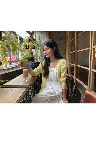 [6 colors] V-neck cardigan