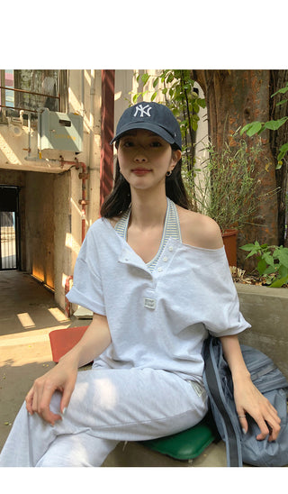 [3 colors] Halter neck sleeveless top