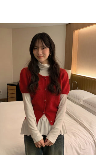 (5 colors) Angora Short-Sleeve Cardigan