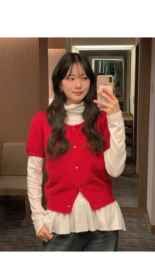 (5 colors) Angora Short-Sleeve Cardigan