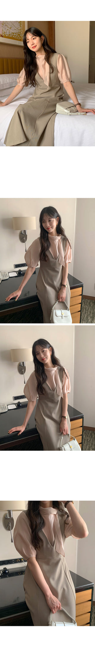 Deep V-neck long dress