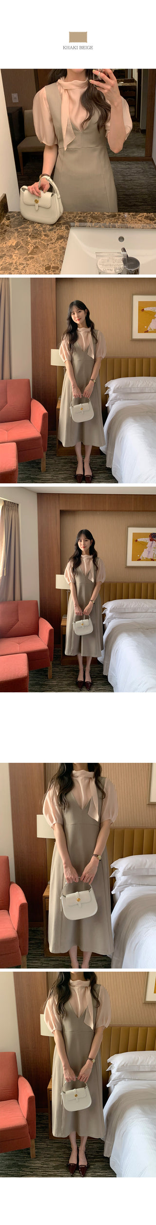 Deep V-neck long dress