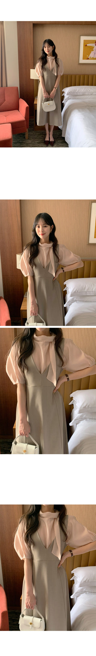 Deep V-neck long dress