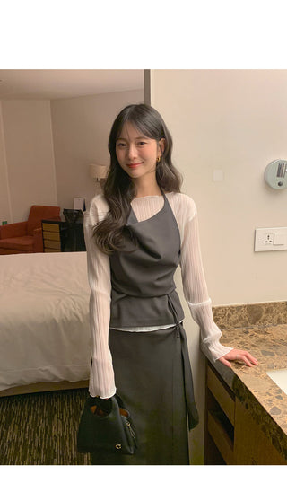 (4 colors) Pleated blouse