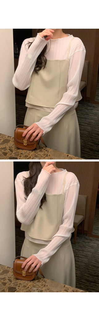 (4 colors) Pleated blouse