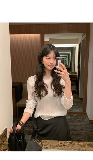 (4 colors) Pleated blouse